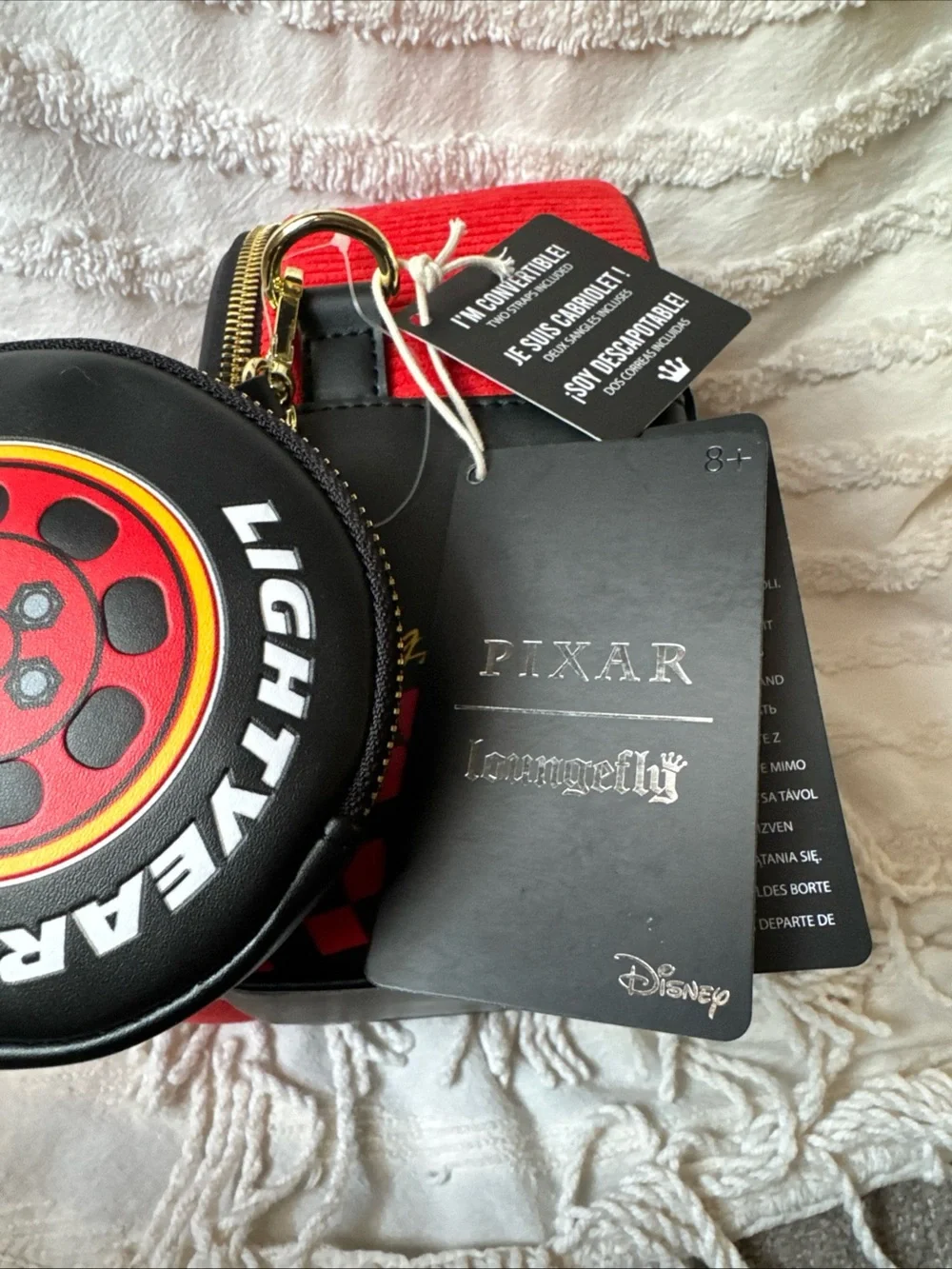 Loungefly Disney Pixar Cars Lightning McQueen Convertible Backpack NWT